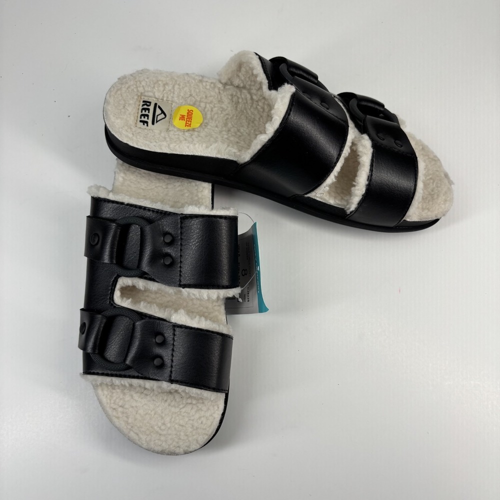 Reef Vera Cruz Cozy Women's US 8 Night Faux Fur Shearling Comfort Slide Sandals - Picture 15 of 16
